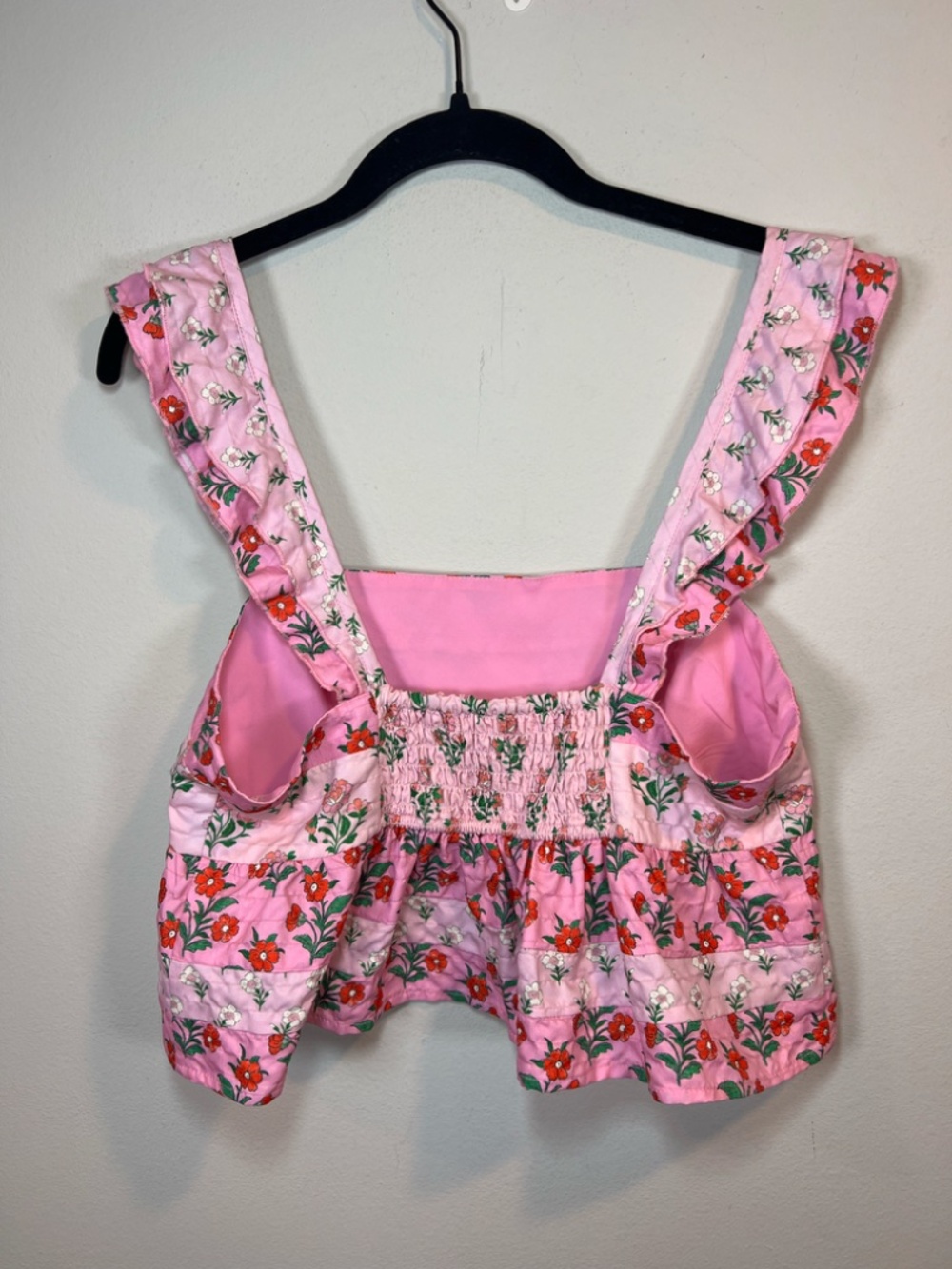 Altar'd State Floral Babydoll Tank Top Pink Red Tiered Ruffles Summer Size Large - Picture 7 of 12